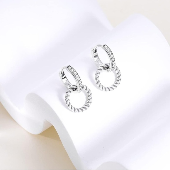 Women’s 925 Sterling Silver Double Loop Twisted Rope Earrings - NWT - Picture 2 of 5